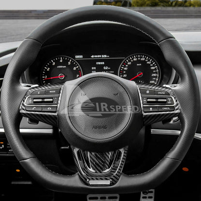 Hard Carbon Steering Wheel Bottom Decor Sport Mod For Kia Stinger 2018-2023 - detail view 4