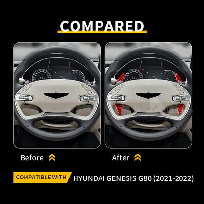 For Hyundai Genesis 2021-2022 Red Carbon Steering Wheel Paddle Shifter Extension