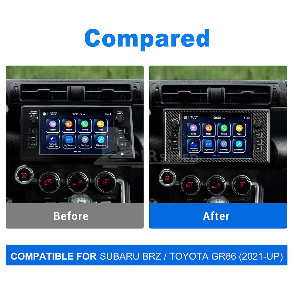 For Subaru BRZ GR86 2021-2026 Black Center Navigation Screen Cover Carbon Fiber（U.S. Stock）