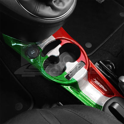 For Abarth 595 695 16-24 Italian Flag Carbon Fiber Center Water Cup Frame Cover - detail view 7