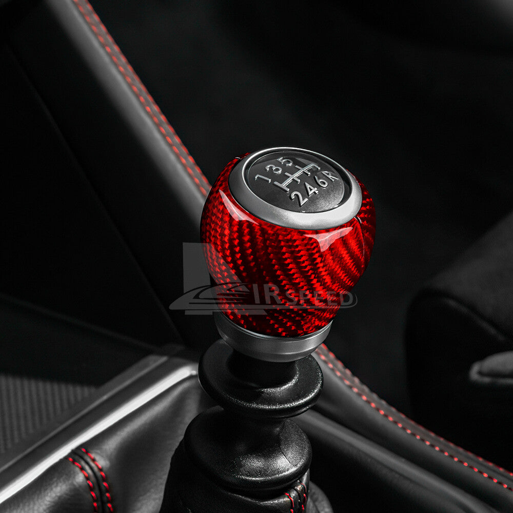 For Subaru WRX STI 22-2023 Gear Shift Knob Cover REAL HARD RED Carbon Fiber RED - detail view 4