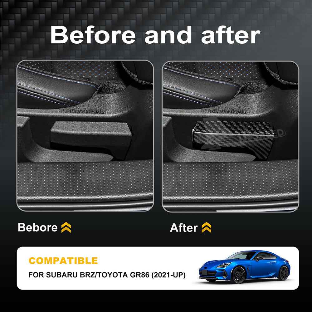 REAL HARD Carbon Fiber Seat Adjstment Handle Cover For Subaru BRZ GR86 2021-2023 - detail view 3