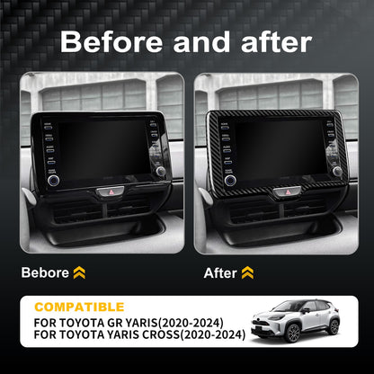 Center Screen Frame Cover For Toyota Yaris Cross/GR Yaris 2020-2024 Carbon Fiber - detail view 3