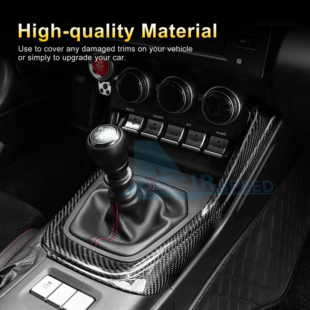 REAL HARD Carbon Fiber Shift Gear Console Panel Cover For Subaru BRZ GR86 21-25 - detail view