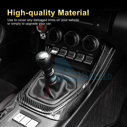 REAL HARD Carbon Fiber Shift Gear Console Panel Cover For Subaru BRZ GR86 21-25 - detail view