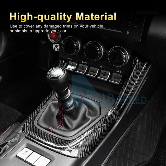 REAL HARD Carbon Fiber Shift Gear Console Panel Cover For Subaru BRZ GR86 21-25 - detail view