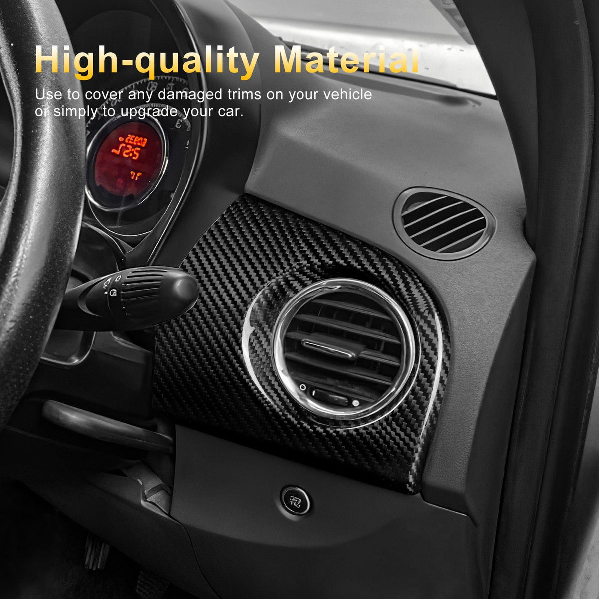 CarbonFiber Driver Side Air Outlet Cover for Fiat 500 08-23 Abarth 595 695 12-23 - detail view 5