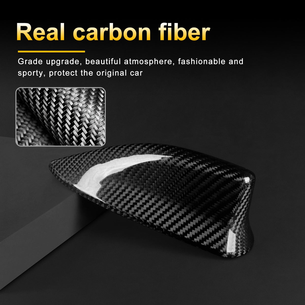 For Toyota Yaris Cross/GR Yaris 2020-2024 Black Carbon Fiber Roof Antenna Cover - detail view 6