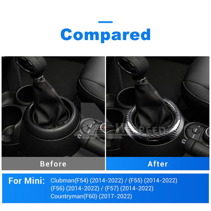 For Mini Cooper F-Series Black Hard Carbon Fiber Gear Shift Panel Frame Cover - detail view 4