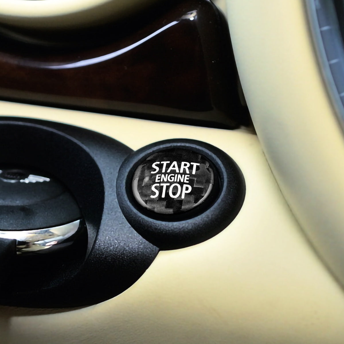 For BMW Mini R55 R56 R57 R58 07-15 Real Carbon Fiber Start Button Cover Sticker - detail view 8