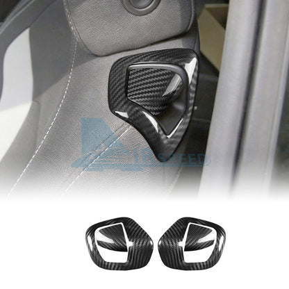Black Hard Carbon Fiber Seat Back Handle Cover For Chevy Camaro 2016-2024 - detail view 11