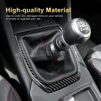 Black Gear Shifter Panel Cover REAL HARD Carbon Fiber For Subaru WRX 2022-2023 - detail view 5