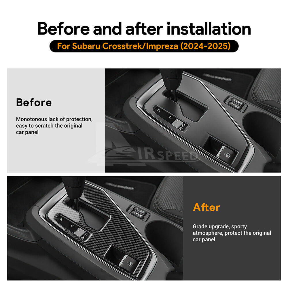 Carbon Fiber Gear Shift Panel Cover for Subaru Crosstrek Impreza 2024-2025（U.S. Stock）