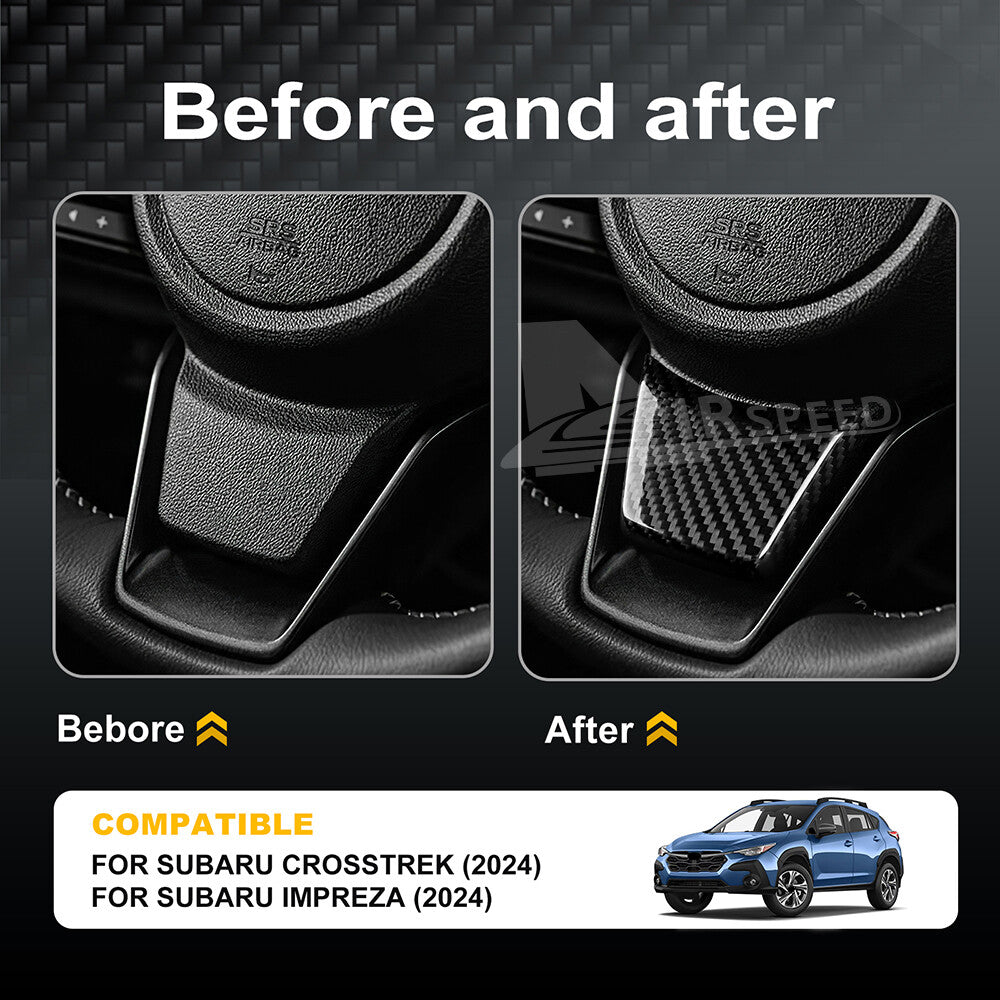 For Subaru Crosstrek Impreza Steering Wheel Cover 2024 REAL HARD Carbon Fiber - detail view 3