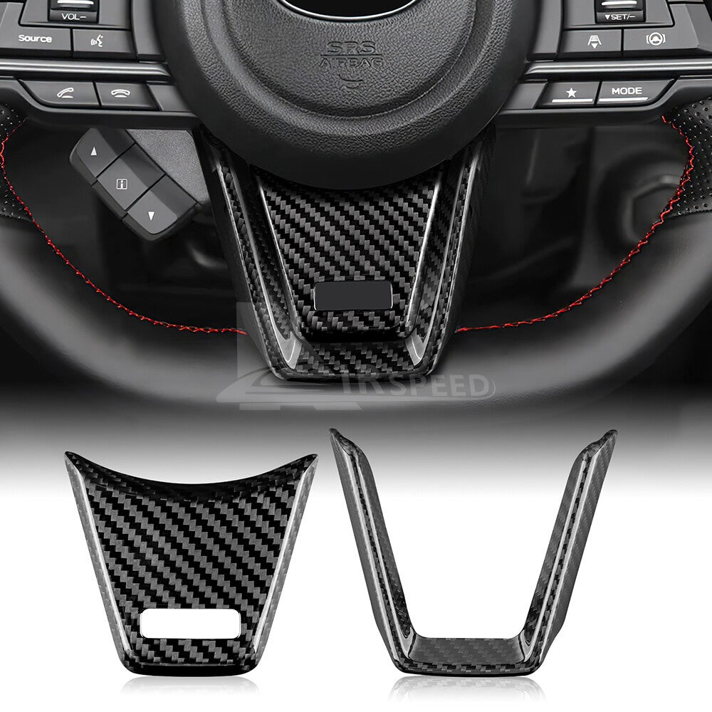 Black Center Steeing Wheel Cover REAL HARD Carbon Fiber For Subaru WRX 2022-2023 - product view