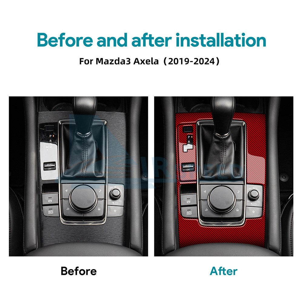 For Mazda 3 Axela 2019-2025 Carbon Fiber Red Center Gear Shift Panel Sticker