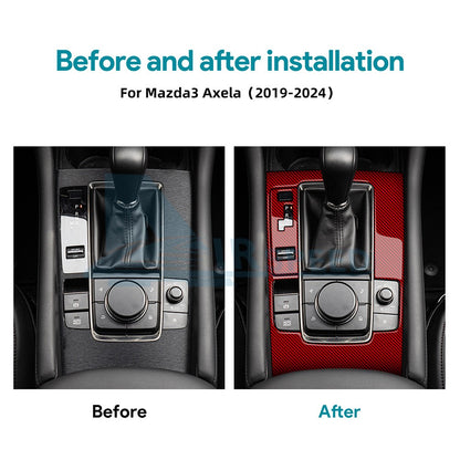 For Mazda 3 Axela 2019-2025 Carbon Fiber Red Center Gear Shift Panel Sticker