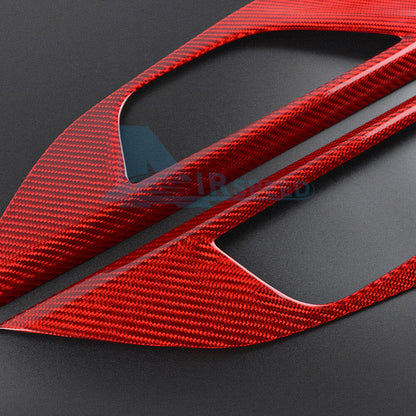 Red Front Door Handle Panel Cover REAL HARD Carbon Fiber For Subaru WRX 22-2023