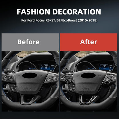 For Ford Focus 2015-2018 Black Carbon Steering Key Frame Lower Decor Panel - FREE GIFT
