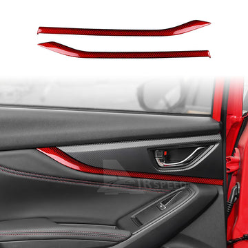 For Subaru WRX STI 22-23 RED Door Handle Strip Cover REAL HARD Carbon Fiber 2PCS