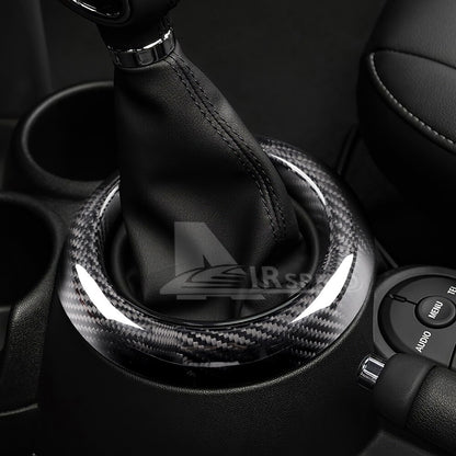 For Mini Cooper F-Series Black Hard Carbon Fiber Gear Shift Panel Frame Cover - detail view 5