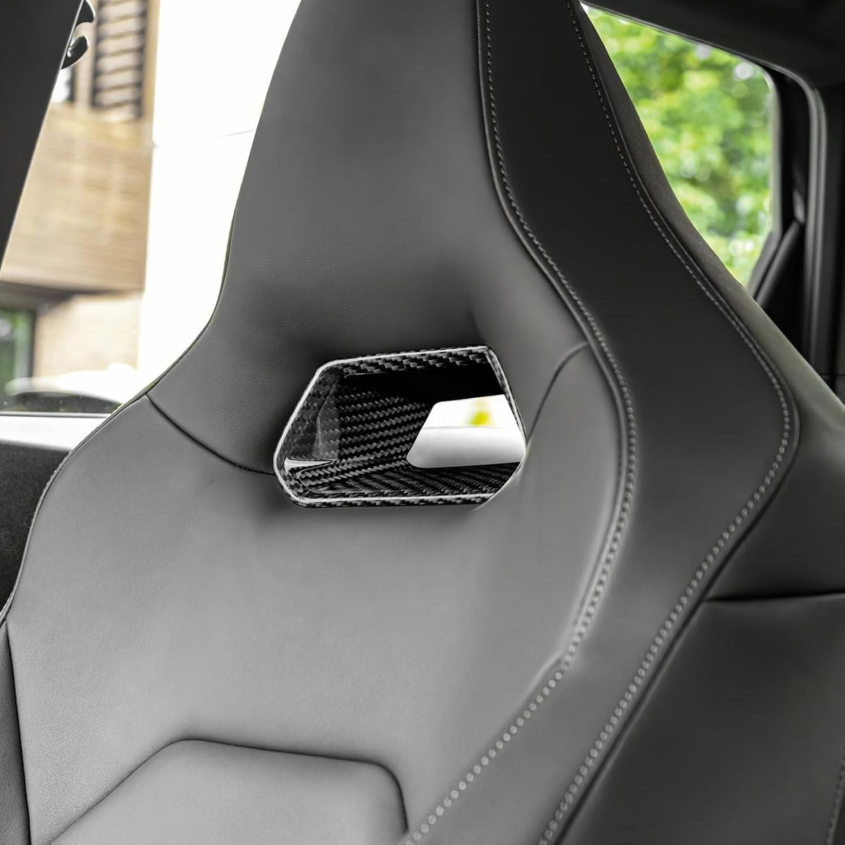 For Cupra Leon Born Ateca 21-25 Car Front Seat Cover Black Hard Carbon Fiber - detail view 6