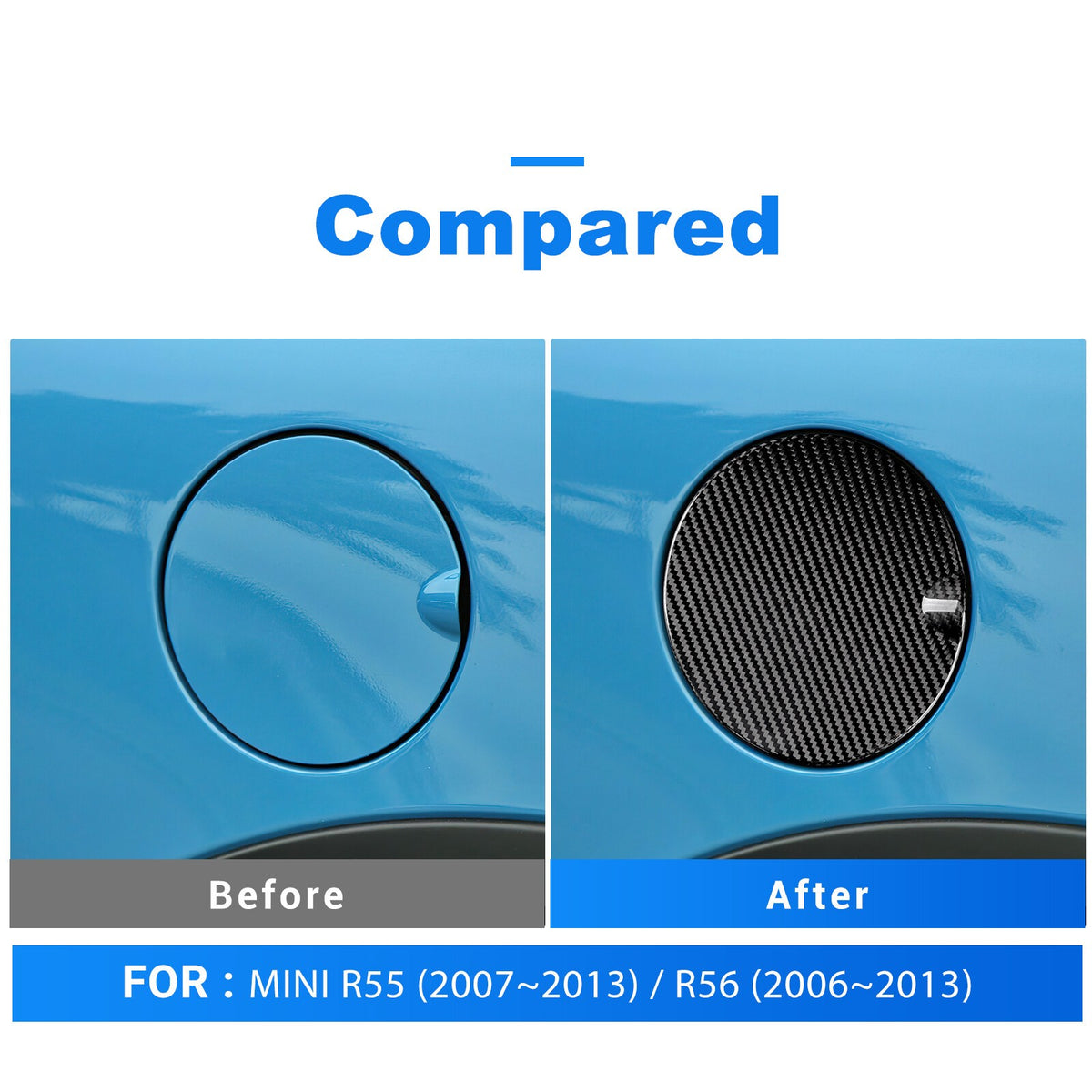Fuel Gas Tank Filler Cap Cover Black For MINI R55 07-13 R56 06-13 Carbon Fiber - detail view