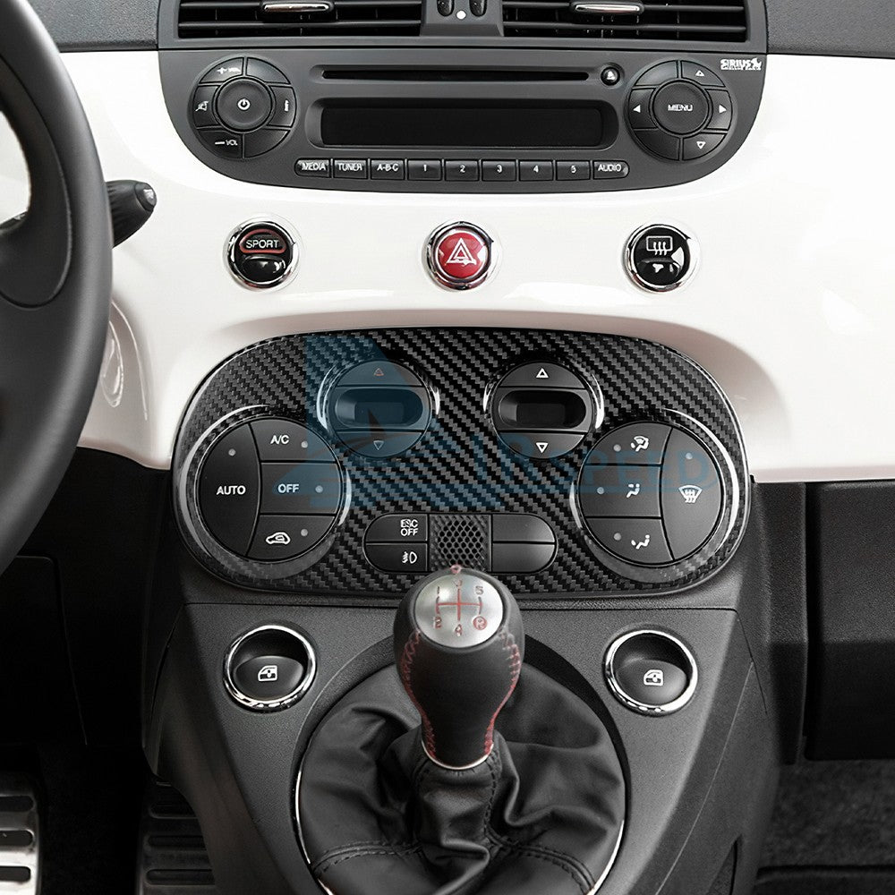 Center Air Conditioning Adjustment Panel Cover For FIAT 500 2008-24 Carbon Fiber - detail view 8