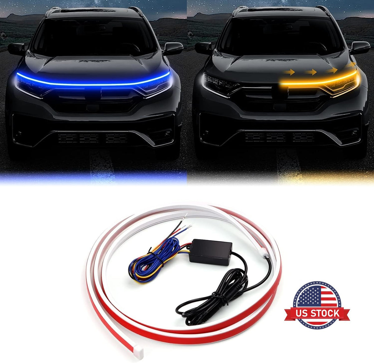 For 1.5M Blue & Yellow Car Engine Hood Decor Light - FREE GIFT