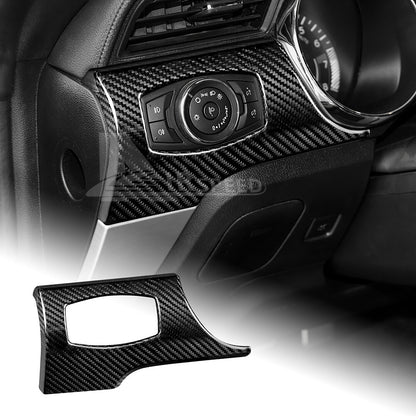 Black Dim Light Switch Cover REAL HARD Carbon Fiber For Ford Mustang 2015-2023 - product view