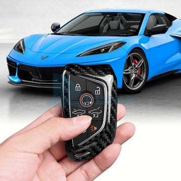 REAL HARD Carbon Fiber Black Car Key Case Key Shell For Corvette C8 2020-2023