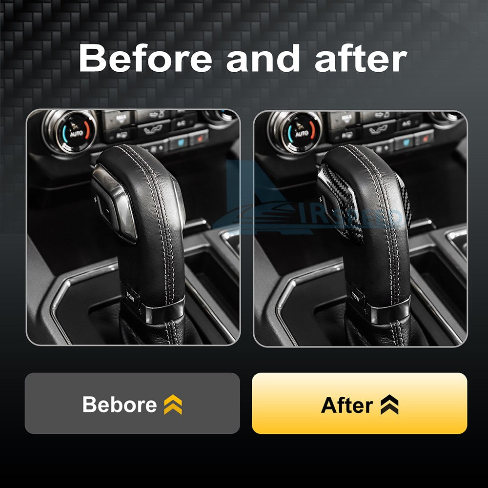Center Gear Shift Head Cover BLACK HARD Carbon Fiber for Ford F-150 2015-2020 - detail view 4