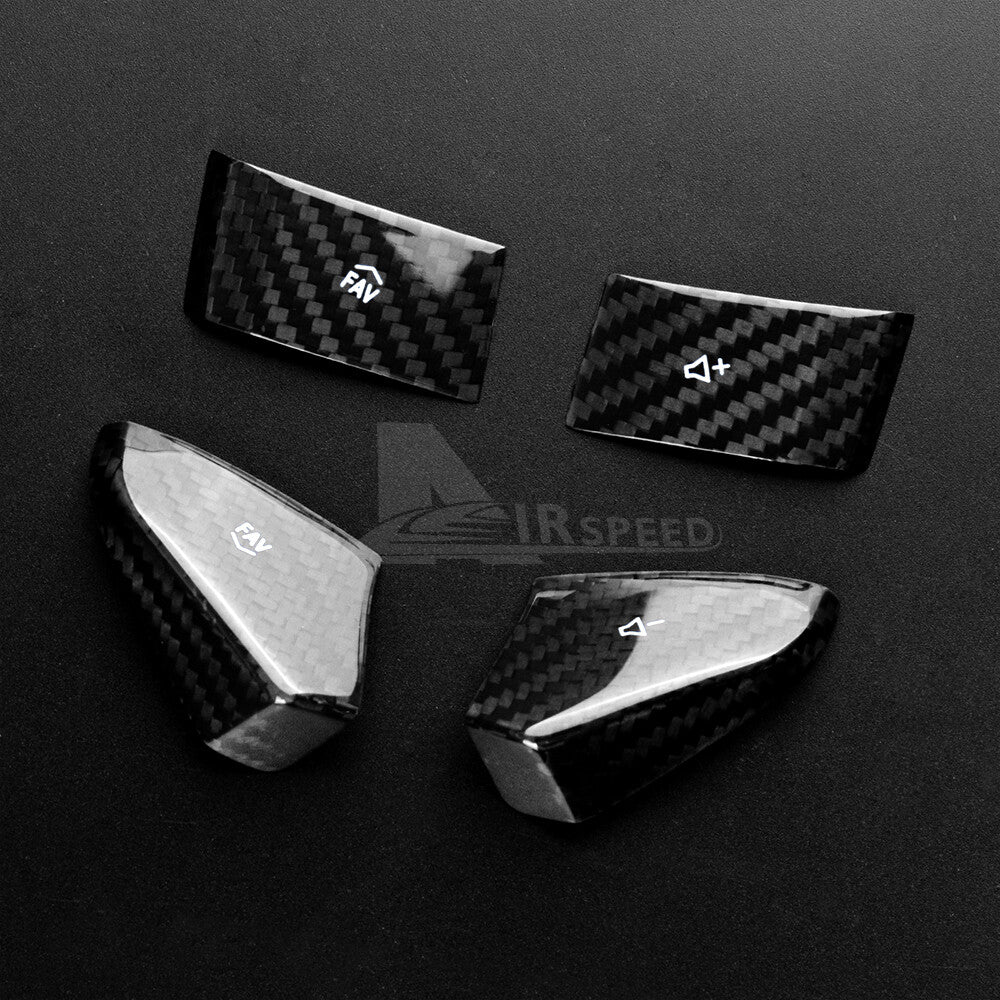 For Corvette C8 20-2023 Steering Wheel Button Cover White REAL HARD Carbon Fiber
