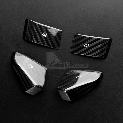 For Corvette C8 20-2023 Steering Wheel Button Cover White REAL HARD Carbon Fiber