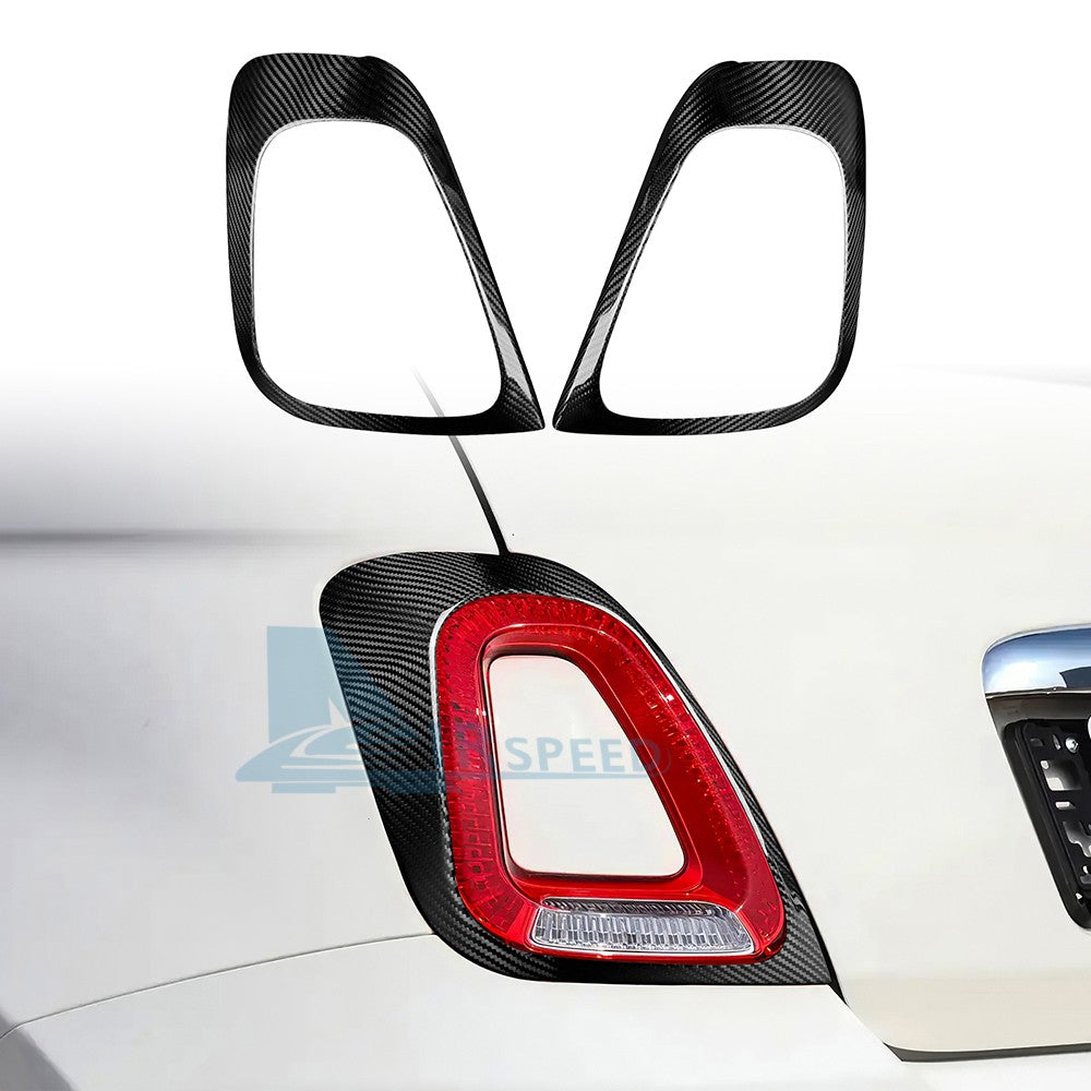 Real Hard Carbon Fiber Rear Tail Light Frame Cover For Fiat 500 Abarth 595 17-23 - product view