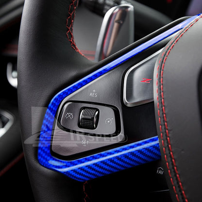 Steering Wheel Button Frame Sticker Blue Carbon Fiber for Corvette C8 2020-2025