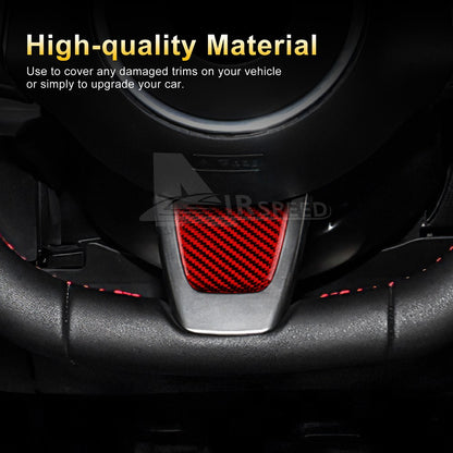 Red Carbon Steering Wheel Interior Chin Sticker for FIAT 500 Abarth 595 2012-15 - detail view 5