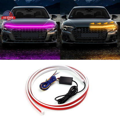 For 1.8M Pink & Yellow Engine Hood Decor Light Bar - FREE GIFT