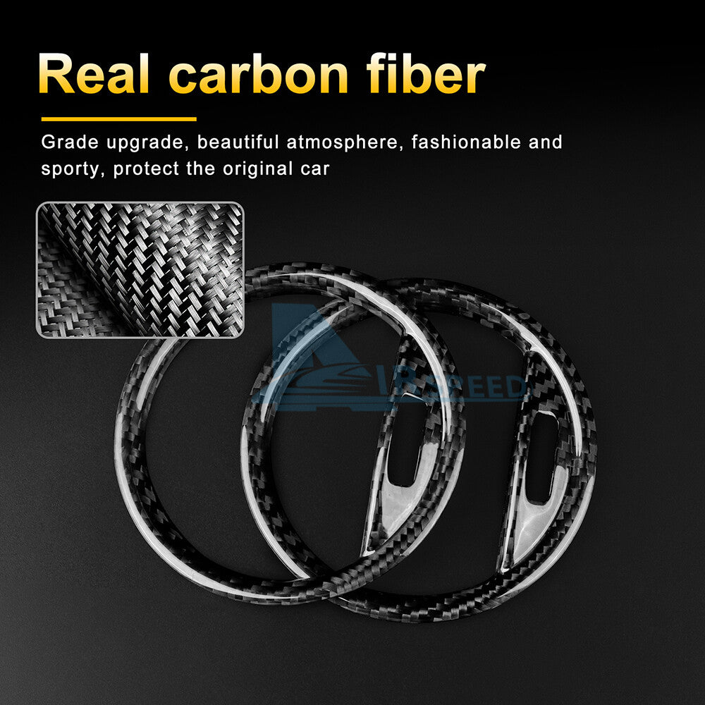 Real Hard Carbon Fiber Air Vent Ring Cover Trim For Fiat 500 Abarth 595 2016-23 - detail view 3