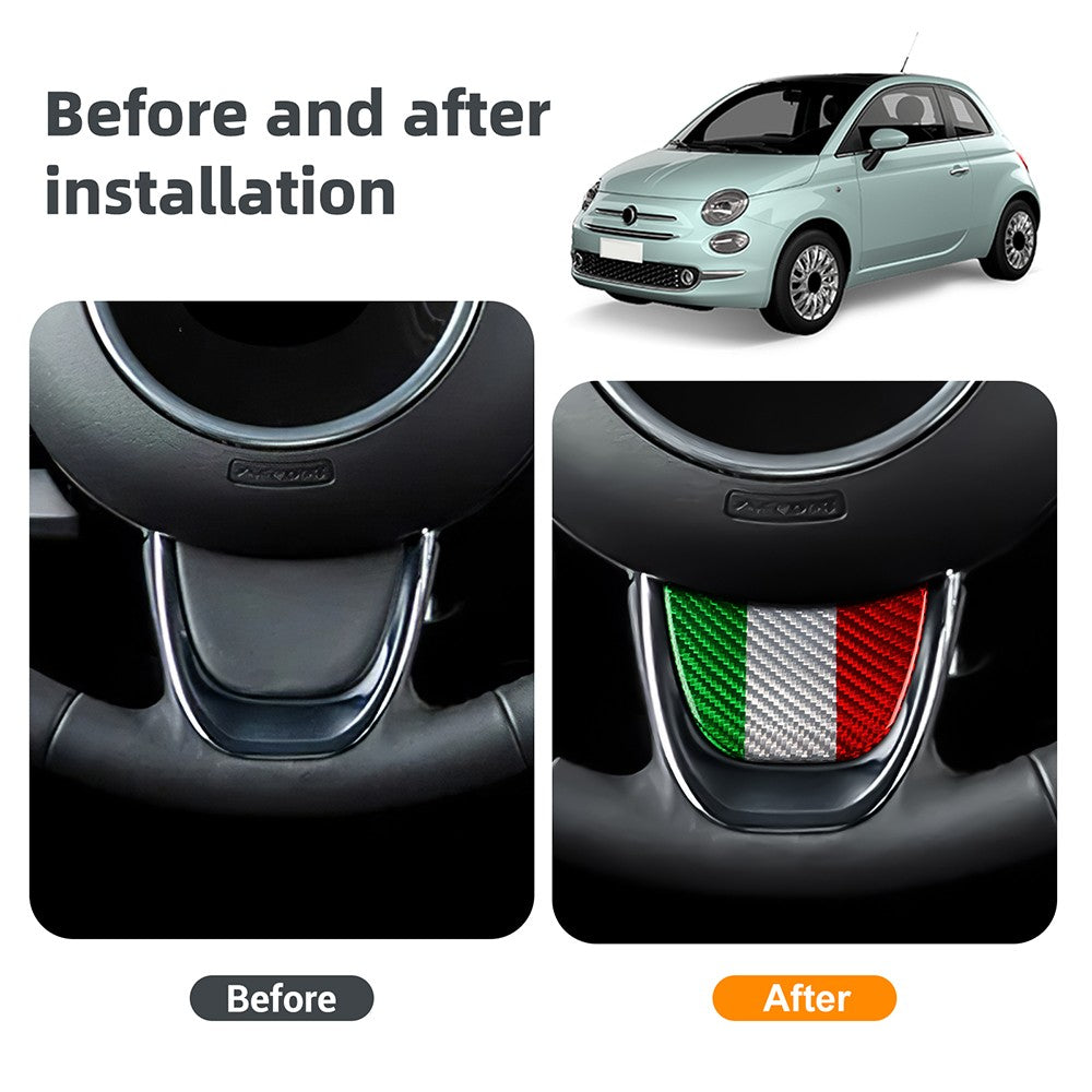 Italy Color Hard Carbon Steering Bottom Trim For Fiat 500 500C 2016-2024 - detail view 5
