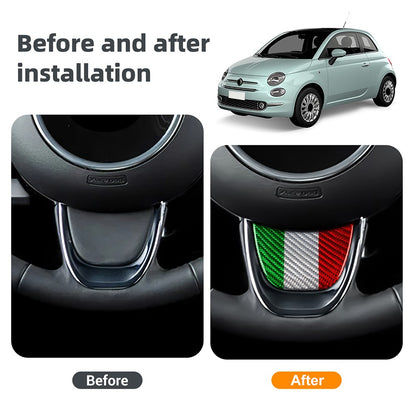 Italy Color Hard Carbon Steering Bottom Trim For Fiat 500 500C 2016-2024 - detail view 5