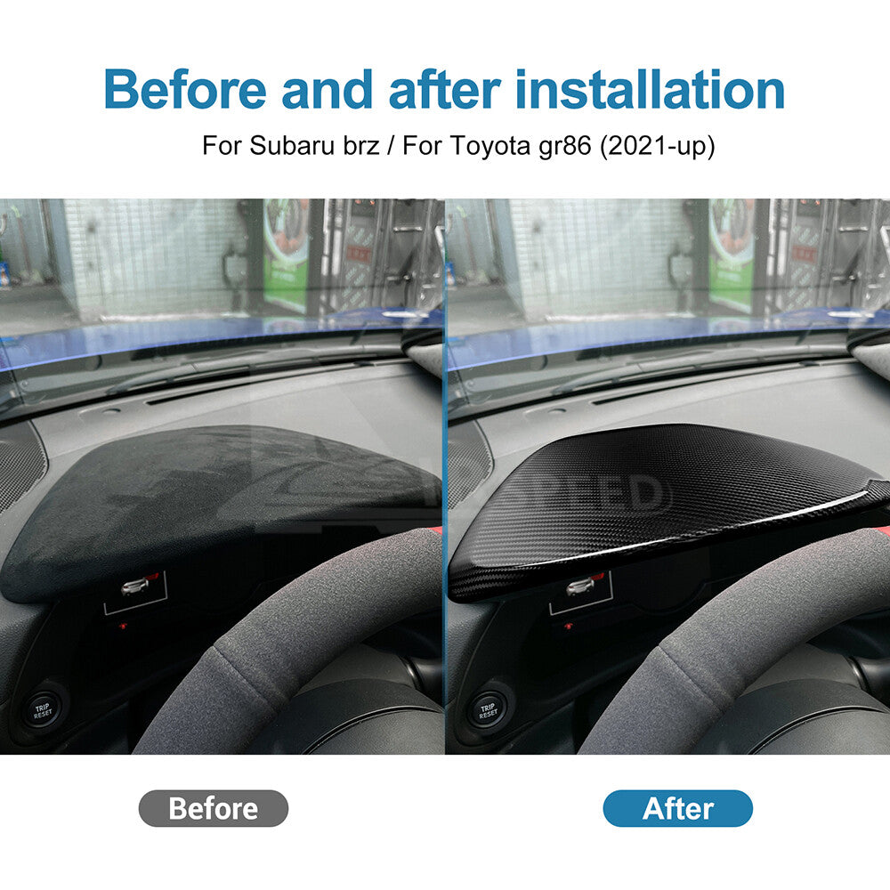 Above Speed Indicator Cover REAL HARD Carbon Fiber For Subaru BRZ GR86 21-23 - detail view 3