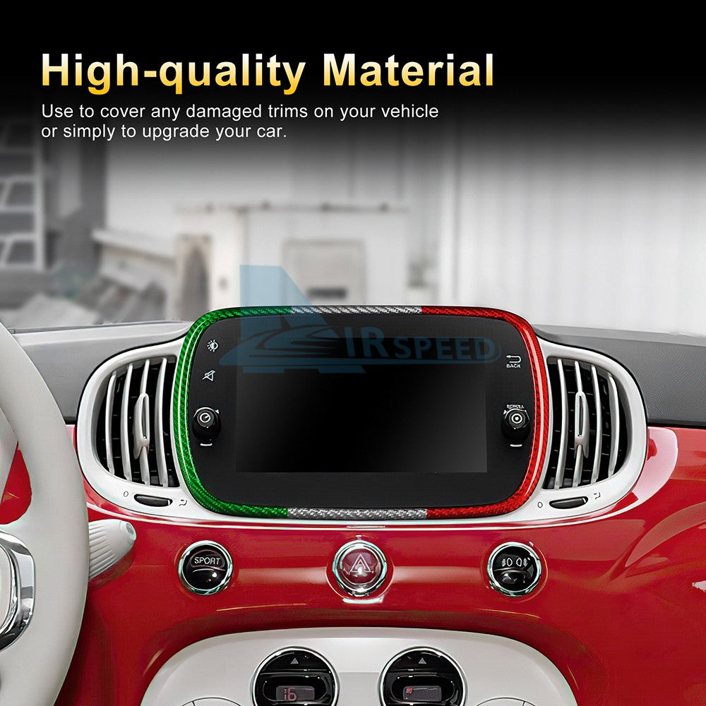 For FIAT 500 Abarth 595 16-24 Navigation Frame Cover Carbon Fiber Italian Color - detail view 6