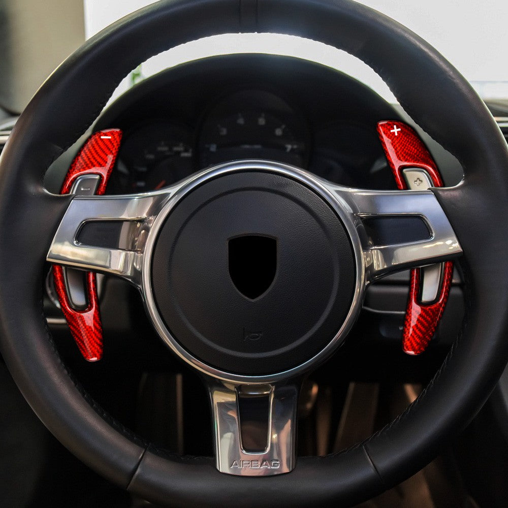 For Porsche 911/991/Cayman 12-19 Steering Wheel Paddle Shifter Real Carbon Fiber - detail view 5