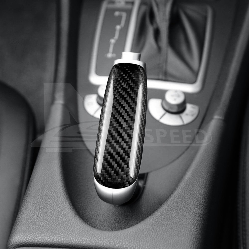 For Benz SLK 2004-2010 Center Handbrake Decorative Cover HARD Black Carbon Fiber - detail view 7