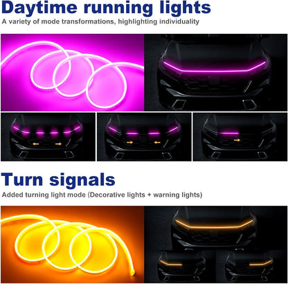 For 1.5M Blue & Yellow Car Engine Hood Decor Light - FREE GIFT