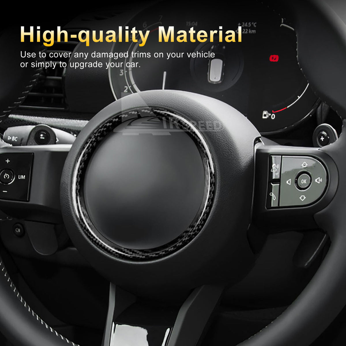 For Mini Cooper F-Series Steering Wheel Hub Center Ring Black Hard Carbon Fiber - detail view 4