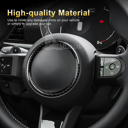 For Mini Cooper F-Series Steering Wheel Hub Center Ring Black Hard Carbon Fiber - detail view 4
