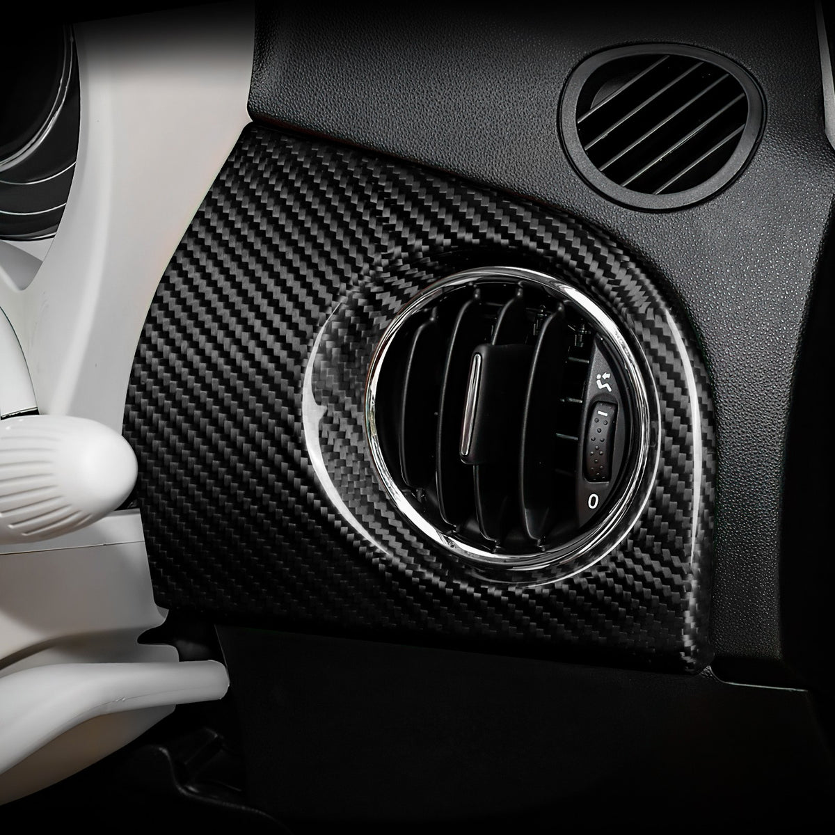 CarbonFiber Driver Side Air Outlet Cover for Fiat 500 08-23 Abarth 595 695 12-23 - detail view 9
