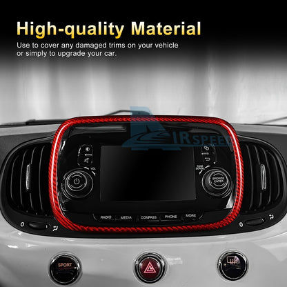 Red Center Navigation Frame Cover Carbon Fiber for FIAT 500 Abarth 595 2016-2024 - detail view 6